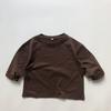 Color Kaji ~ Camiseta de algodón de manga larga para niños coreanos para niños y niñas, suave y amigable con la piel del bebé, holgada, camiseta básica, moda de primavera y otoño