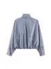 Chaqueta bomber vaquera popular de la marca Z para mujer de AliExpress, cuello alto, transfronteriza, azul claro, otro ZA