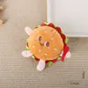 Broche de Hambúrguer e Batatas Fritas de Desenho Animado Boneca Chaveiro Squeaky Pingente Acessórios Grampo de Cabelo Tiara