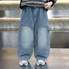 Ropa de Primavera y Otoño para Niños Pantalones Vaqueros Patchwork Estilo Coreano Pantalones de Trabajo Sueltos Guapos para Niños Pequeños y Niños Pequeños Pantalones Elegantes Comercio Exterior