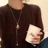Collar Colgante Perla de Poni Color Café para Mujer, Cadena para Suéter Versátil Exquisita de Gama Alta de Nicho Otoño e Invierno