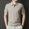 Camisa Polo Masculina Cor Sólida de Algodão e Seda Transfronteiriça Camisa Polo de Manga Curta de Secagem Rápida Moda Camiseta com Gola de Lapela Atacado Roupa de Verão