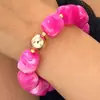 Pulsera cuadrada de acrílico con degradado macaron estilo INS, pulsera de resina con patrón de mármol vintage y cuentas doradas, venta al por mayor de joyería