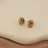 Brincos de Zircônia Colorida Fogos de Artifício Nova Moda Primavera 2025 Flor Retrô Pequenos Brincos Elegantes Femininos