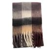 Bufanda Nueva de Cuadros para Mujer Otoño e Invierno Arcoíris Marca Grande Europea y Americana Combinación de Colores Cachemir y Mohair Chal Bufanda Engrosada para Cuello de Mujer