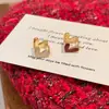 Aretes de Corazón de Circonia Doble Cara Bañados en Oro Real de 14K Estilo Coreano Aretes Versátiles Lujo Accesible de Nicho Aretes Personalizados