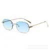 Gafas de Sol Retro Europeas con Laca de Leopardo y Templo Metálico Sin Montura para Mujer, Moda de Alta Gama, Estilo Nuevo, Gafas de Sol Transfronterizas para Hombre