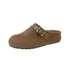 Zapatos de exterior para mujer estilo Birkenstock de suela gruesa retro, nuevo modelo 2026, estilo páramo, color versátil marrón café, sandalias de mujer con hebilla