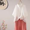2025 Nueva Solapa Color Sólido Casual Holgada Casual Media Manga Camisa de Mujer Versátil Ajustada Jersey Camiseta Pequeña Top
