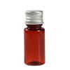 Botella de plástico marrón oscuro de 10, 20, 30 y 50 ml, tapa de aluminio PET, emulsión, subenvasado cosmético, muestra, botella vacía
