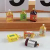 Mini botella pequeña de resina de simulación, botella de bebida en miniatura, material para carcasa de teléfono móvil DIY, joyería, señal de estacionamiento, luz nocturna