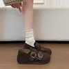 Nuevos zapatos Mary Jane de estilo retro para mujer, que aumentan la altura, con suela blanda y de ante, caracterizados por una puntera profunda y un diseño versátil adecuado para primavera y otoño, con punta redonda
