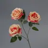 Flores Artificiales, Rosa Anna de Tres Cabezas, Arreglo Floral de Piso para Salón de Bodas, Decoración del Hogar, Flores Falsas, Venta al por Mayor desde Fabricante, Flores de Seda para Hotel