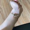 Nueva pulsera de acero de titanio que no se desvanece con números romanos, pulsera de cintura pequeña con diamantes de imitación apilable de alta gama de lujo ligero