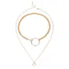 Nuevos accesorios transfronterizos, collar exagerado europeo y americano para mujer, cadena de clavícula de círculo grande geométrico multicapa de metal.