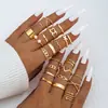 Conjunto de Anéis Femininos Cruzados Criativos Simples de Temperamento Anéis Empilháveis Ajustáveis Abertos com Pedras Strass Inlaid de Alta Qualidade