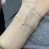 Plata de Ley 925 Chapada en Oro de 14K Circonita Corazón Extremadamente Fino Pulsera Ajustable Diseño de Lujo Ligero de Nicho Sentido del Diseño Estilo Japonés y Coreano Combinación Perfecta