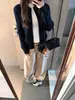 Suéter Cardigan de Tricô Macio e Pegajoso Amigo da Pele com Gola Alta e Zíper para Mulheres Primavera Outono Inverno Textura Canelada Corte Slim Petite
