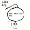 Nuevo Pulsera de Cadena con Cuentas Cruzadas de Semilla de Mostaza de Acero Inoxidable Transfronteriza, Pulsera de Cruz de Metal Minimalista Moderna y Única