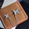 Aretes de Clip y Stud de Mariposa con Cadena Completa de Diamantes, Diseño Integrado, Estilo de Nicho, Elegantes de Gama Alta, Pendientes Versátiles para el Viaje Diario de Mujer