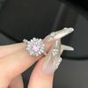Anillo abierto con circonita rosa y diamantes de imitación, ligero, de lujo, de alta gama, estilo coreano, estilo frío, anillo para dedo índice francés.
