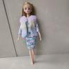 Ropa de Muñeca de 30cm Vestido de Lentejuelas con Cuentas de Manga Larga + Chaleco Degradado Juguete para Vestir Muñecas