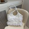 Mochila Casual de Verano para Vacaciones, Bolso de Hombro Dulce con Encaje, Bolso Tote de Gran Capacidad, Bolso de Playa Portátil Calado para Salir