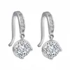 Pendientes Kaiwei de Diamante Redondo Plateados Pendientes Elegantes Pendientes de Gota de Agua Accesorios Simples Versátiles Gancho para el Pelo
