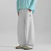 Pantalones Bufanda Casual para Hombre Pantalones Anchos Desestructurados Americanos Pantalones Negros de Otoño Nuevos Pantalones Deportivos Holgados de Patchwork Primavera/Otoño