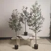Venta al por mayor transfronteriza de olivos artificiales, plantas verdes artificiales de decoración para el hogar nórdico, plantas de hojas de olivo, árboles falsos para decoración de suelo