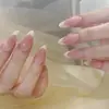 Unhas Postiças de Comércio Exterior, Unhas Usáveis, Peças de Unha Destacáveis Simples Estilo Francês, Adesivos de Unha Curtos Formato Amêndoa 24