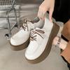 Zapatos de cuero estilo británico para mujer, primavera 2025, nuevos, con plataforma gruesa, combinables, con cordones y punta redonda, estilo japonés JK Mary Jane.