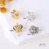 Chapado en Oro de 14K Zircón que Conserva el Color Broche de Perla Barroca Colgante de Corona Aguja Adhesiva Base Vacía para Perla de Media Perforación Material para Joyería