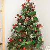 Hojas Navideñas Simuladas, Hojas con Frutos Rojos, Accesorios Navideños, Decoraciones para Árbol de Navidad, Materiales para Manualidades, Inserciones para Corona Navideña