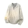 Nuevo Suéter de Punto para Hombre Otoño/Invierno 2026 Color Sólido Cuello Grande Jersey Falso de Dos Piezas, Top de Moda de Ajuste Holgado de Alta Gama