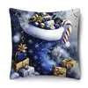 Ambiente Festivo Navideño Azul Papá Noel Muñeco de Nieve Elementos de Regalo Funda de Almohada Impresa Digitalmente Venta al por Mayor