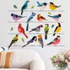 Pájaros Pequeños de Colores Hojas Verdes Pegatina de Pared Pájaros de Colores Hojas Papel Autoadhesivo Pegatina Decorativa de Pared con Tema de Naturaleza