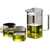 Jarra de cristal para infusión, infusor de té verde, filtro con forma de media luna, jarra integrada, separador de té, tetera, olla para preparar té, servir té, ceremonia del té