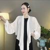 [Chal de estrella] Chal de gasa con lentejuelas y mangas anchas para protección solar, chal de verano fino de manga larga para protección solar, combina a la perfección con todo.