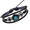 Pulsera Europea y Americana de las Doce Constelaciones Tejida a Mano con Cuentas Vintage de Cuero Vacuno Pulsera de Constelaciones Suministro Transfronterizo Joyería