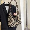 Bolso de Moda de Verano para Mujer 2025 Nuevo Bolso de Hombro Hueco para Playa Costera Bolso Tote Francés Tejido a Mano
