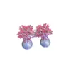 2026 Pendientes de Perla Rosa Brillantes con Diamantes, Diseño Nuevo de Copo de Nieve, Pendientes Elegantes y con Estilo, Accesorios para Orejas Dulces de Celebridad de Internet