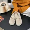Hebilla metálica Baotou ropa exterior estilo coreano nuevo 2026 zapatos de algodón holgados con forro de pelo para mujer, suela plana, otoño e invierno