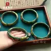 Pulsera de Jade Hetian Natural, Joyería de Jade, Nuevo Estilo Chino, Esmalte Antiguo Pintado en Oro Tallado, Pulsera de Jade