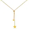 [Acero de Titanio] Borla Estrella Estilo Minimalista Horno Oro Real Collar Cadena de Clavícula Celebridad de Internet para Mujer Accesorios