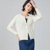 100% Lã Outono Inicial Novo Estilo Gola Redonda Trançado de Pérolas Simples Manga Longa Cardigan Tricotado Casual Feminino Jaqueta Top para Mulheres