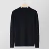 Suéter de Color Sólido de Moda para Jóvenes con Cuello Medio para Hombre, Venta al por Mayor Transfronteriza Camiseta Básica de Punto Otoño/Invierno 2025 Top Casual