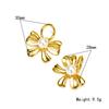 Brincos e Colar de Ouro 18k com Laço de Pérola para Mulheres Estilo Europeu e Americano Ins Nicho Luxo Leve Titânio de Alta Qualidade Aço Conjunto