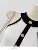 Vestido sin mangas con bloques de color estilo Chanel, Vestido elegante ajustado para primavera y verano con un toque de alta gama, Vestido corto bodycon que ciñe la cintura