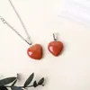 Colgante de corazón de cristal multmaterial natural, colgante de piedra en bruto de corazón de melocotón mini, accesorios de joyería DIY, al por mayor